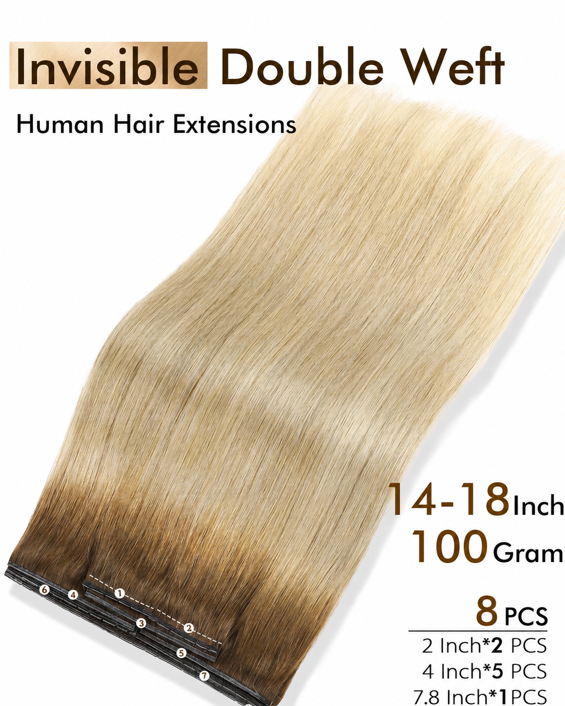 Ombre Blonde (4M22) -OVO Butterfly Weft Hair Extensions 50G