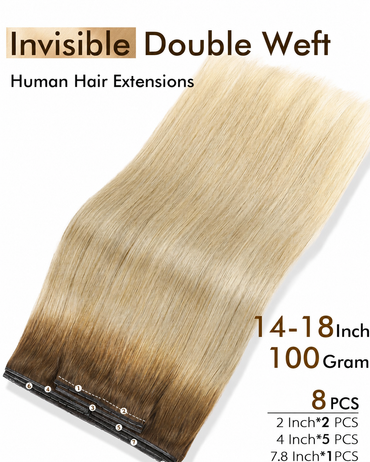 Ombre Blonde (4M22) -OVO Butterfly Weft Hair Extensions 50G