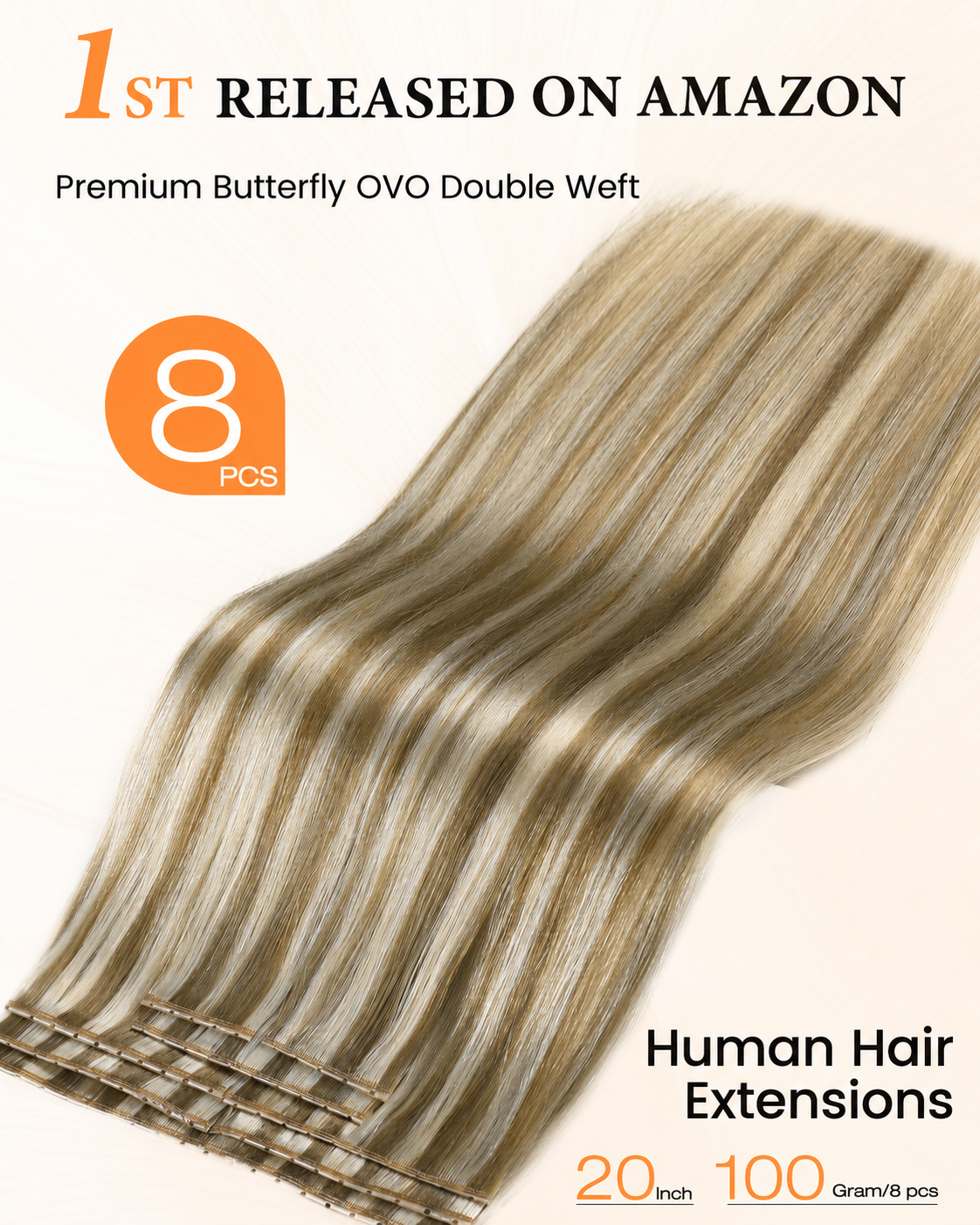 Pure White Blonde(9A/60) OVO Butterfly Weft Hair Extensions 50G