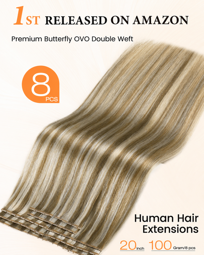 Pure White Blonde(9A/60) OVO Butterfly Weft Hair Extensions 50G