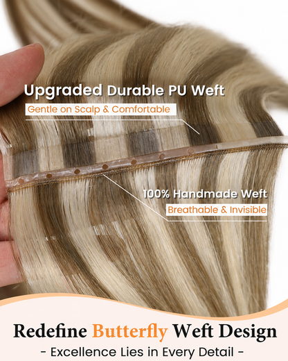 Pure White Blonde(9A/60) OVO Butterfly Weft Hair Extensions 50G
