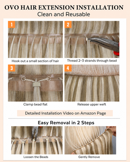 Pure White Blonde(9A/60) OVO Butterfly Weft Hair Extensions 50G