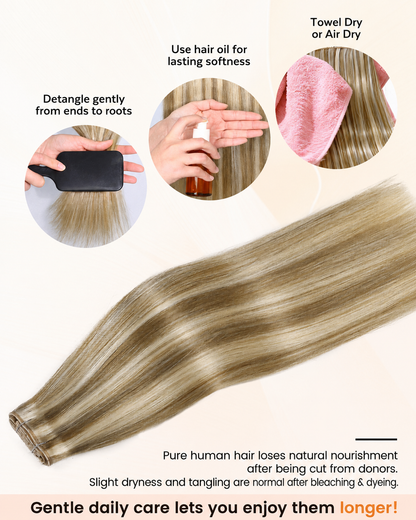 Pure White Blonde(9A/60) OVO Butterfly Weft Hair Extensions 50G