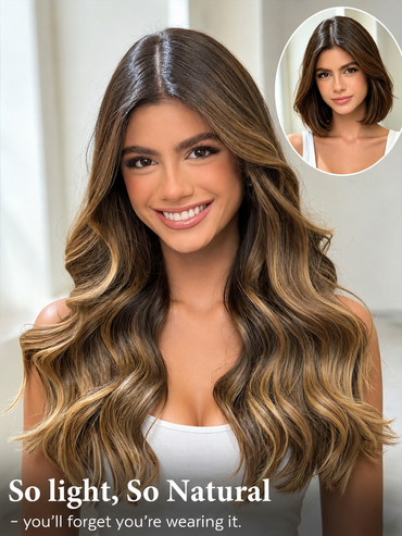 Chocolate Honey Highlights (T4/27) -OVO Butterfly Weft Hair Extensions 8PCS 100G
