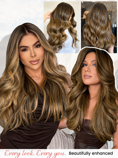 Chocolate Honey Highlights (T4/27) -OVO Butterfly Weft Hair Extensions 50G