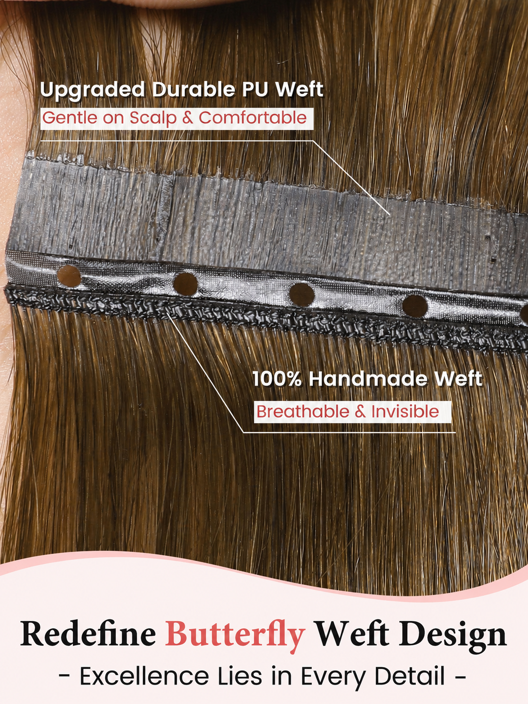 Chocolate Honey Highlights (T4/27) -OVO Butterfly Weft Hair Extensions 50G