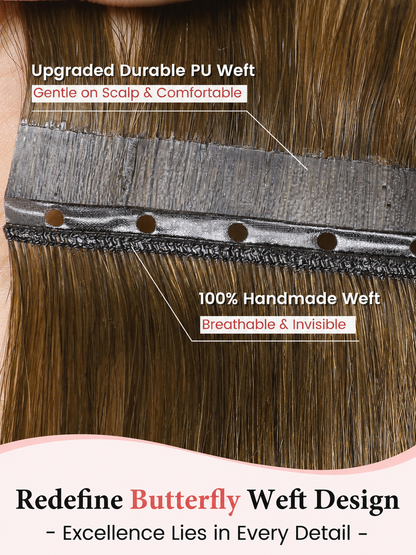 Chocolate Honey Highlights (T4/27) -OVO Butterfly Weft Hair Extensions 50G