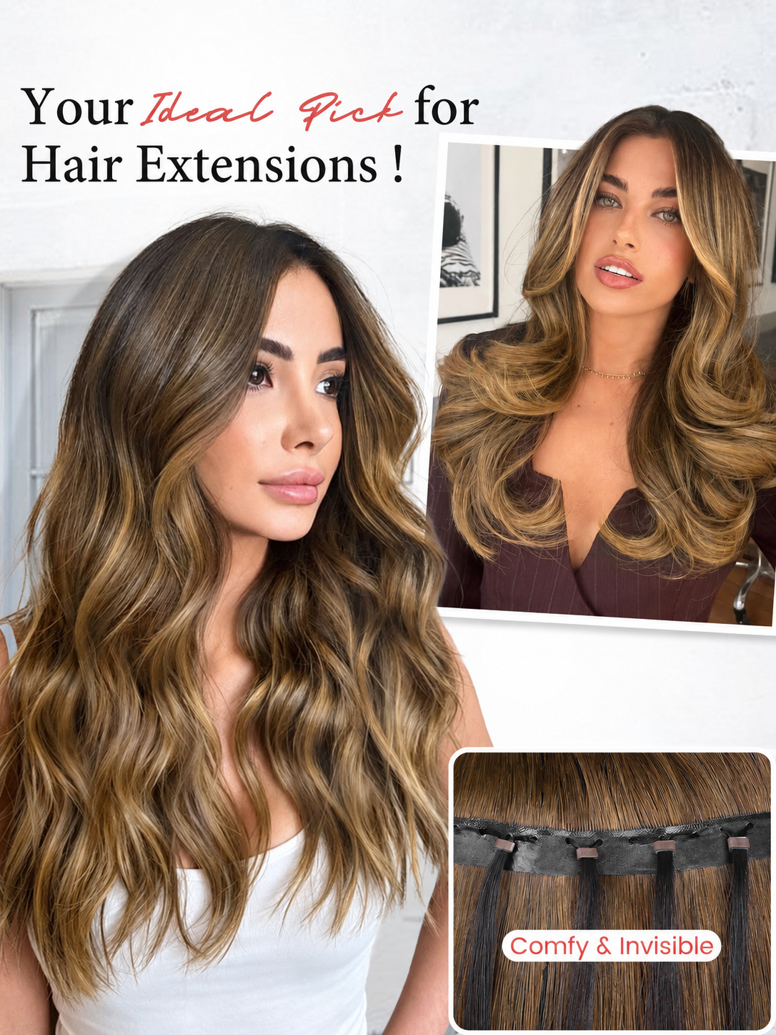 Chocolate Honey Highlights (T4/27) -OVO Butterfly Weft Hair Extensions 50G