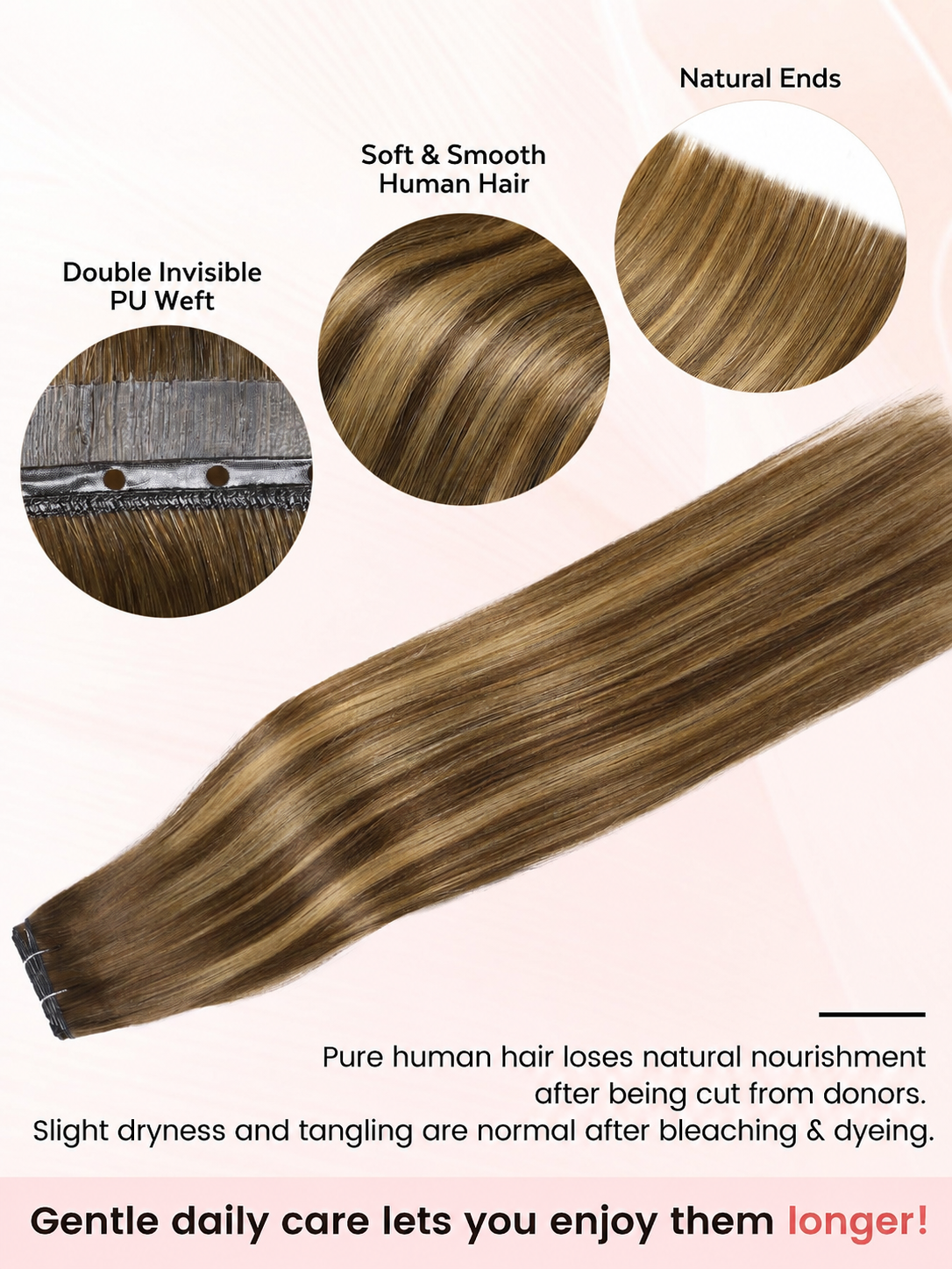 Chocolate Honey Highlights (T4/27) -OVO Butterfly Weft Hair Extensions 50G