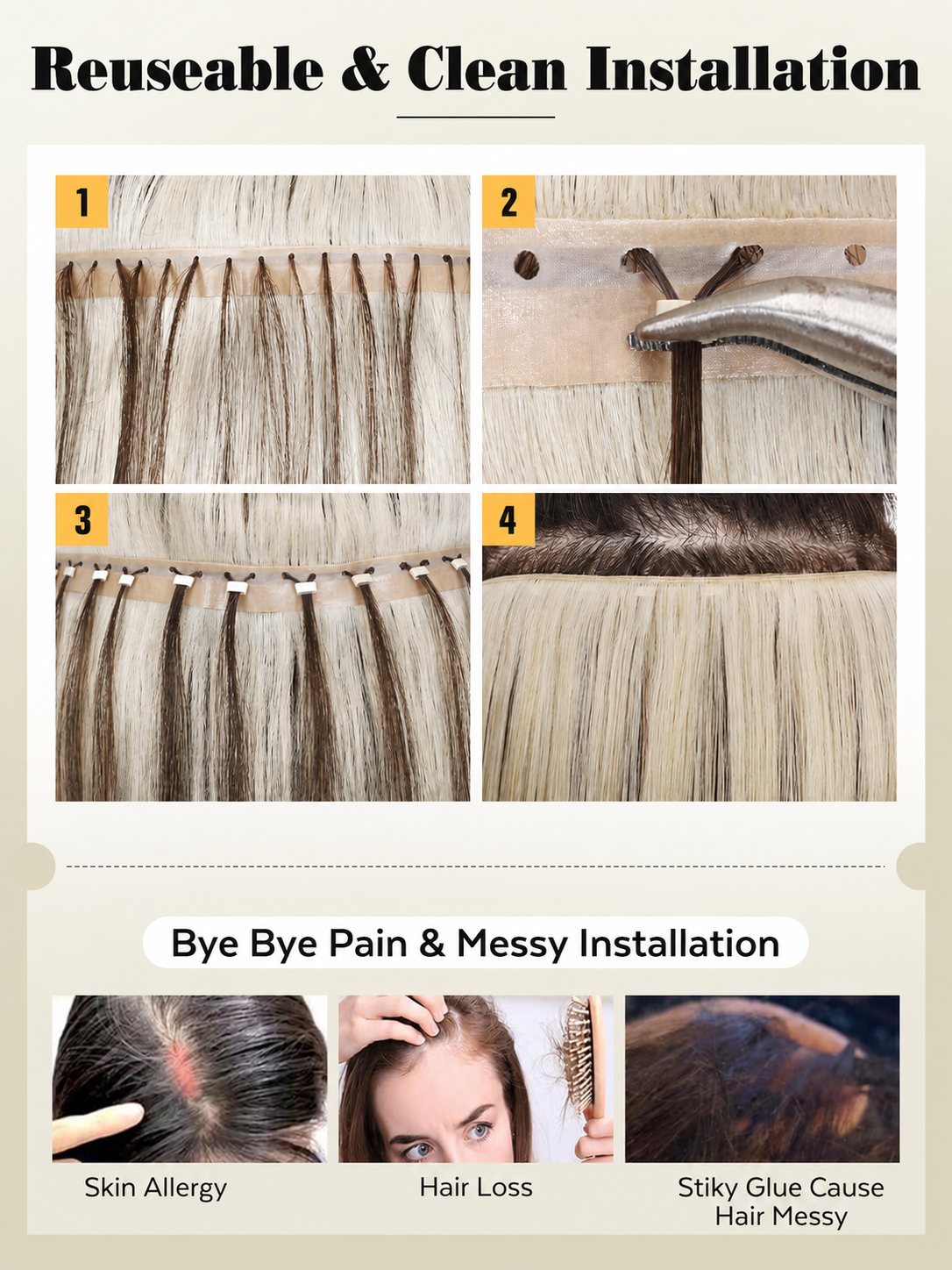 Bleach Blonde (613) -OVO Butterfly Weft Hair Extensions 50G
