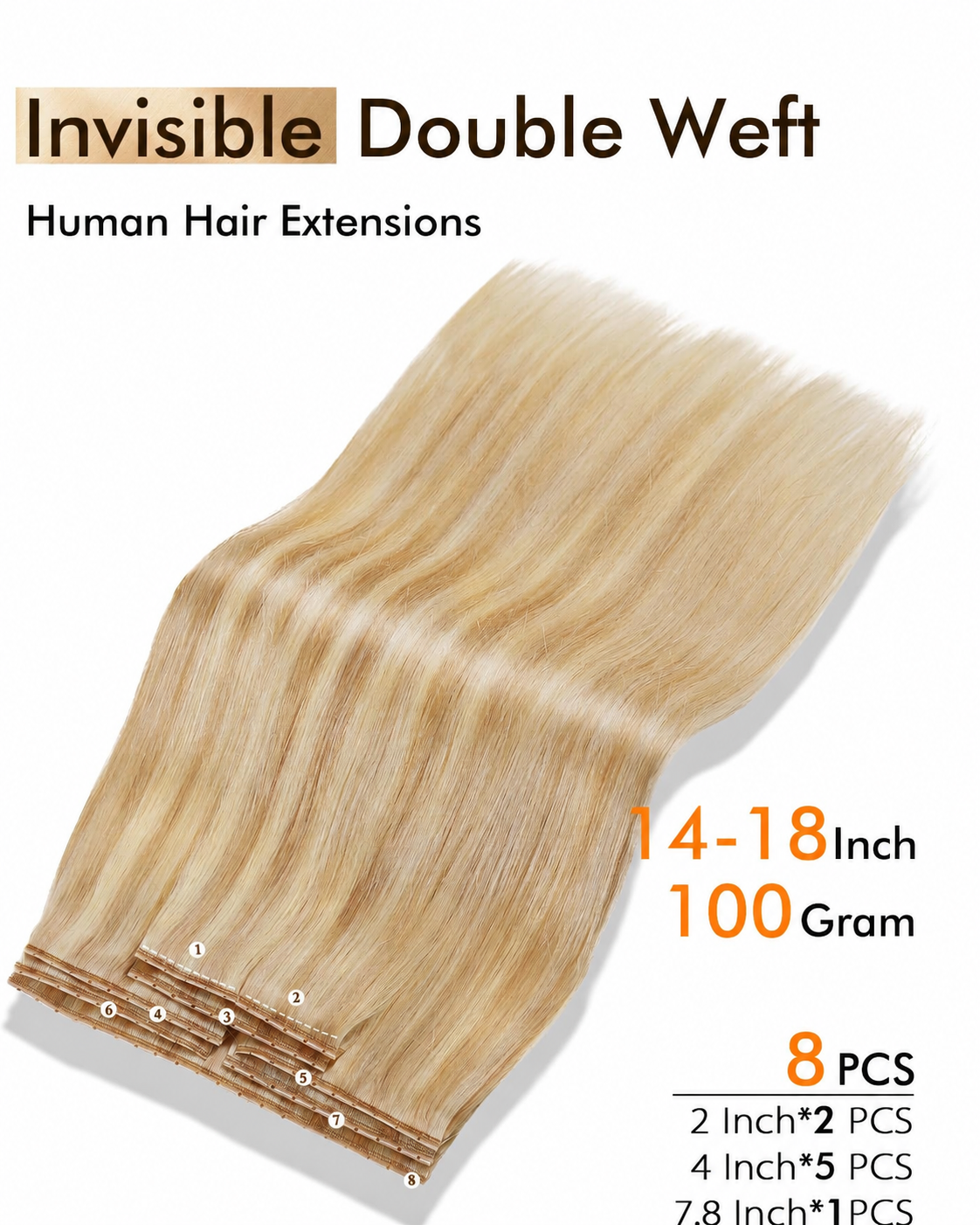 Dirty Blonde Highlights (18/613) -OVO Butterfly Hair Extensions 8PCS 100G