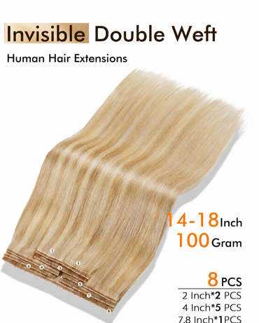 Dirty Blonde Highlights (18/613) -OVO Butterfly Hair Extensions 8PCS 100G