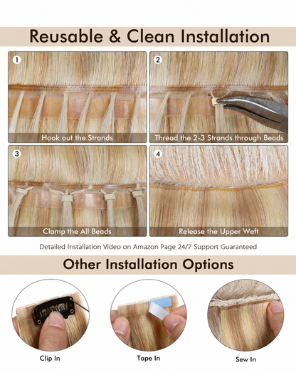 Dirty Blonde Highlights (18/613) -OVO Butterfly Hair Extensions 8PCS 100G