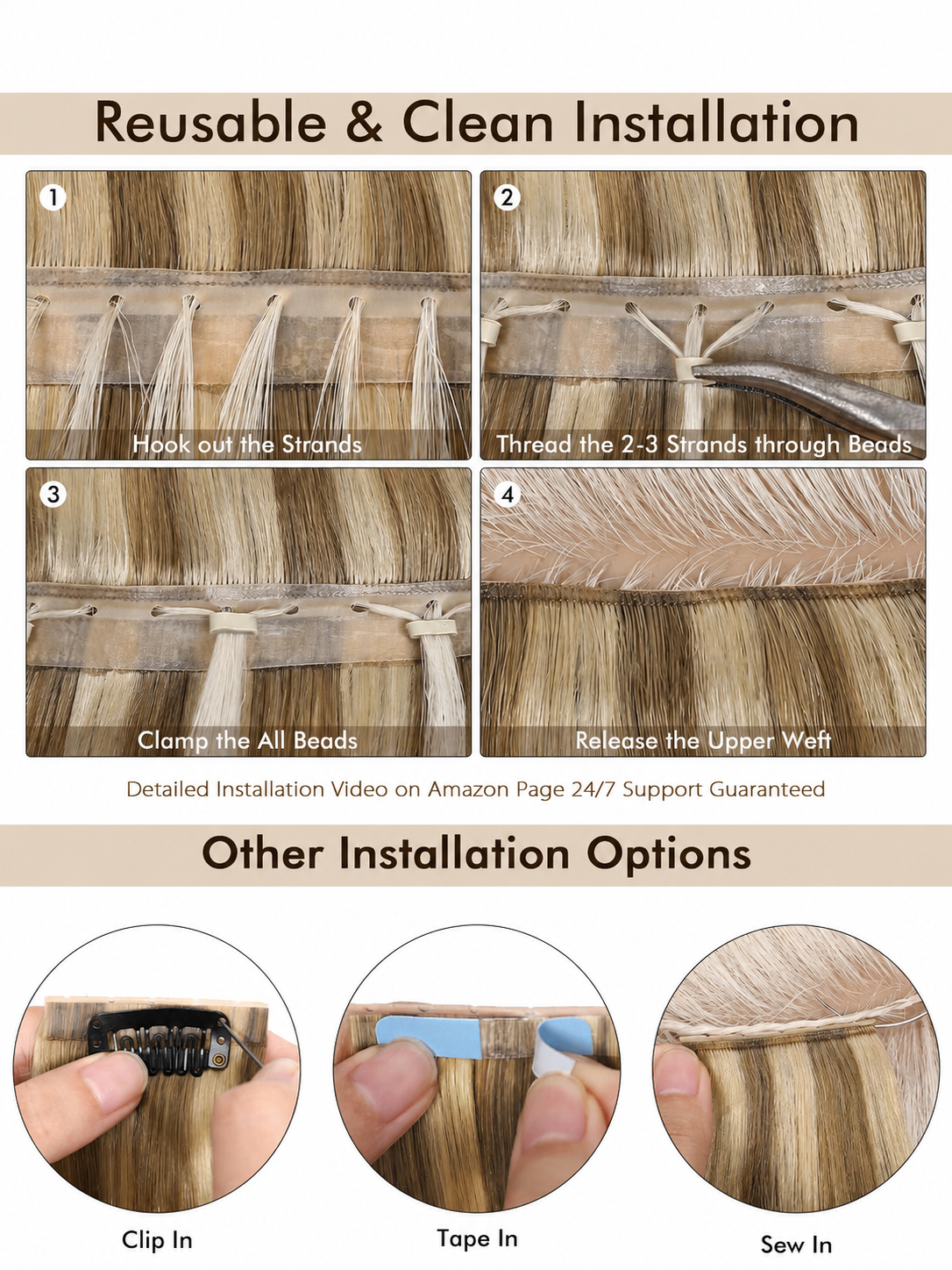 Mixed Blonde(10/24) -OVO Butterfly Hair Extensions 50G