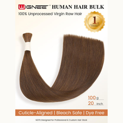 Dark Brown -Bulk Human Hair for Braiding 100g