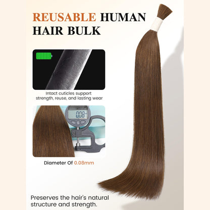 Dark Brown -Bulk Human Hair for Braiding 100g