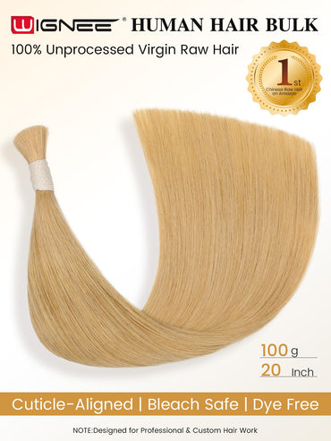 Light blonde -Bulk Human Hair for Braiding 100g