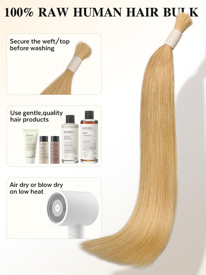 Light blonde -Bulk Human Hair for Braiding 100g