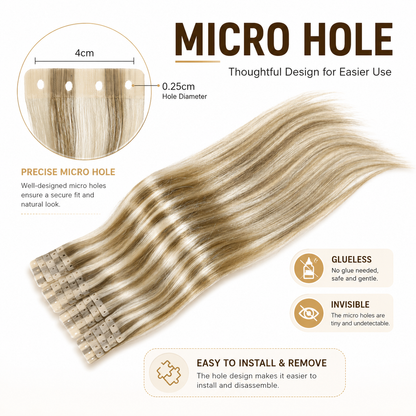 Mixed Blonde Hair Extensions Real Human Hair 16-18 Inch 40PCS Remy Hair Extensions Invisible Tape ins PU Human Hair Extensions