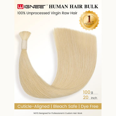 Platinum Blonde -Bulk Human Hair for Braiding 100g