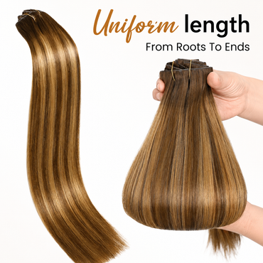 WIGNEE Invisible Clip In Hair Extensions Human Hair 130g 100% Remy Human Hair Clip Ins Seamless Hair Extensions