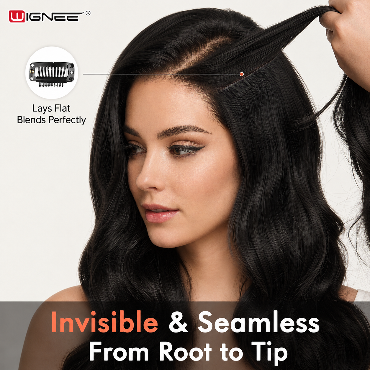 WIGNEE Invisible Clip In Hair Extensions Human Hair 130g 100% Remy Human Hair Clip Ins Seamless Hair Extensions
